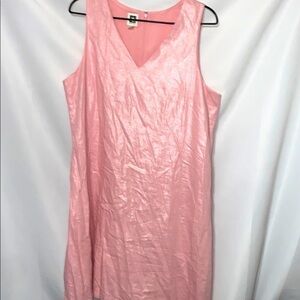Anne Klein Soft PEACHY Pink LINEN BLEND DRESS LINED BACK ZIPPER SIZE LARGE